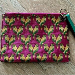 & Other Stories Crossbody zip pouch bag parrots woven pink fabric
